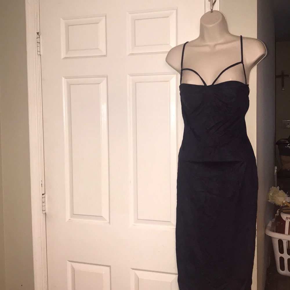 Navy Blue  Faux suede dress